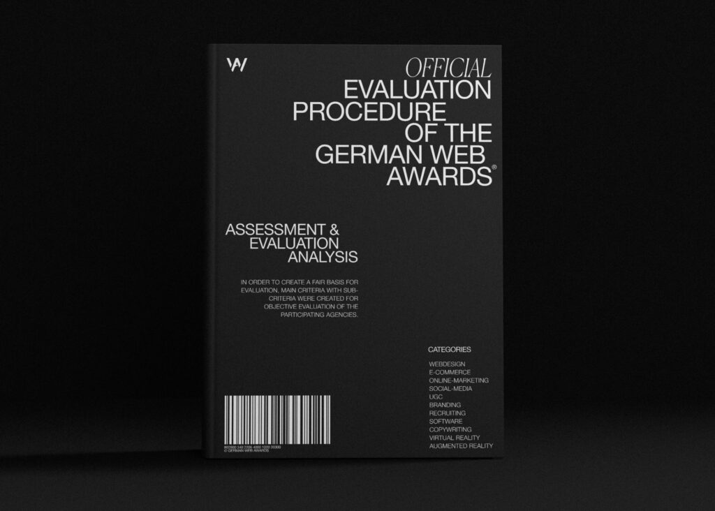 Buch „Official Evaluation Procedure of the German Web Awards“ mit den Bewertungskategorien