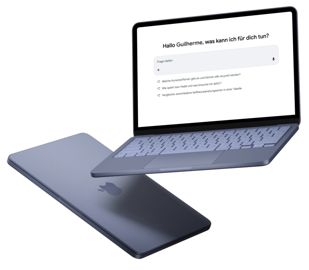 Laptop mit dem Startbildschirm eines KI-Chats