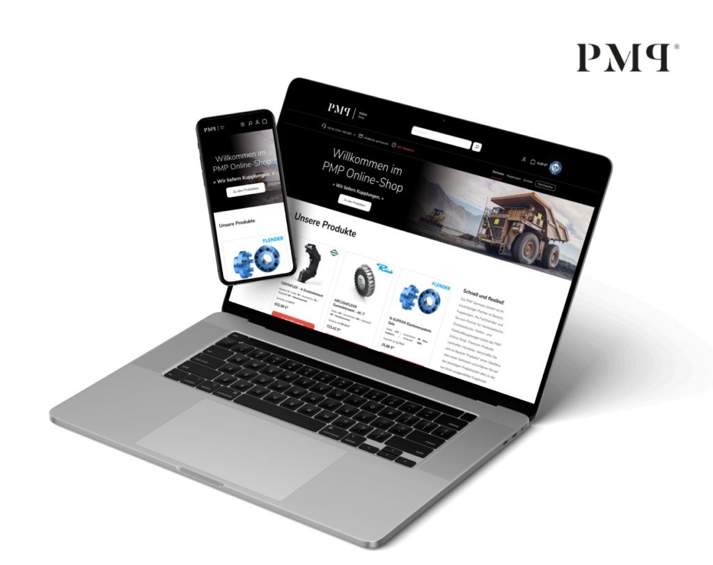 Onlineshop von PMP Germany auf Laptop und Smartphone