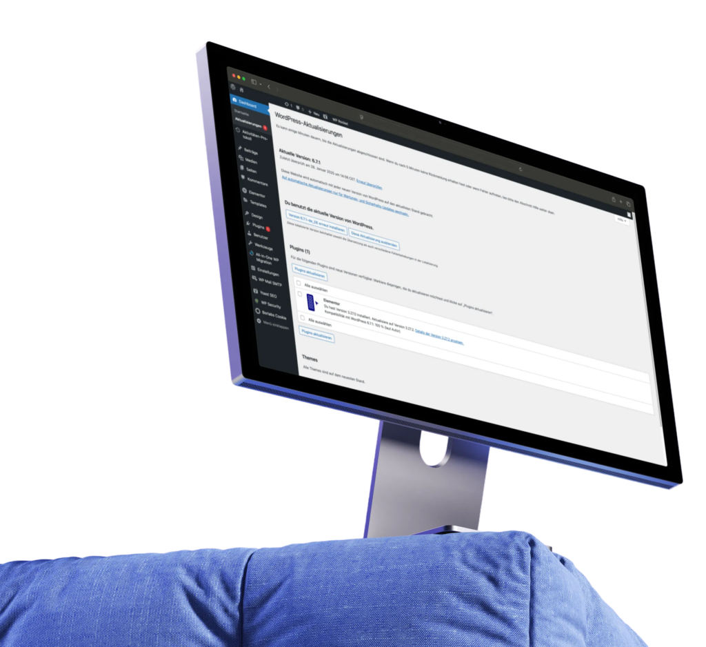 Monitor mit dem WordPress-Backend, Bereich Aktualisierungen